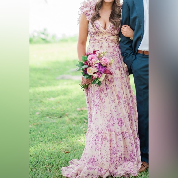 Jovani ruffle sleeve floral dress - Picture 3 of 7